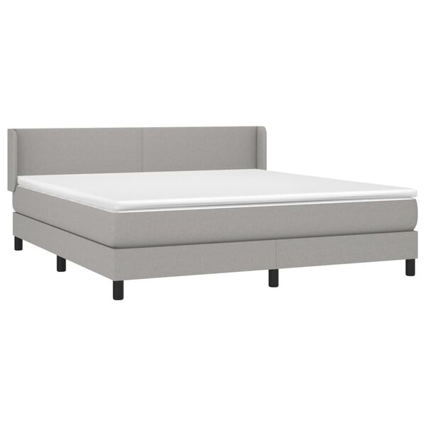 vidaXL Cama box spring con colch&oacute;n tela gris claro 180x200 cm