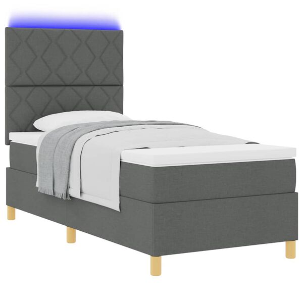 vidaXL Cama tipo Box Spring con colch&oacute;n Gris oscuro 90 x 190 cm tela