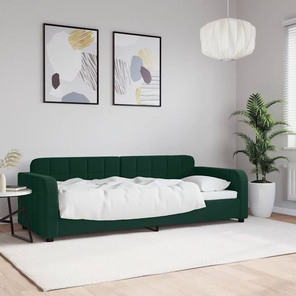 vidaXL Sof&aacute; cama sin colch&oacute;n terciopelo verde oscuro 80x200 cm