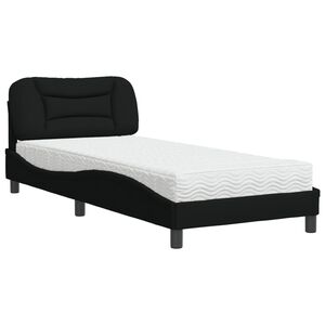 vidaXL Cama con colch&oacute;n Hvar tela negro 80x200 cm