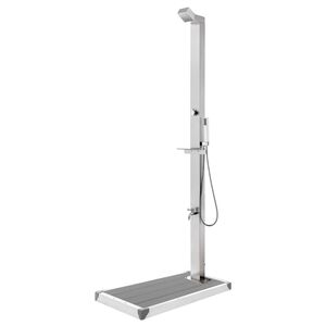 vidaXL Ducha de jard&iacute;n con base gris 225 cm acero inoxidable