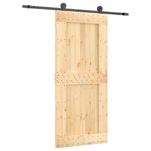 vidaXL Puerta Corredera Natural y negro 90 x 210 cm
