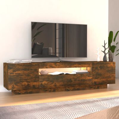 vidaXL Mueble de TV con luces LED color roble ahumado 160x35x40 cm