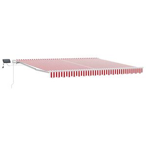 vidaXL Toldo retr&aacute;ctil Rojo y blanco 400 x 300 cm Tela y Aluminio