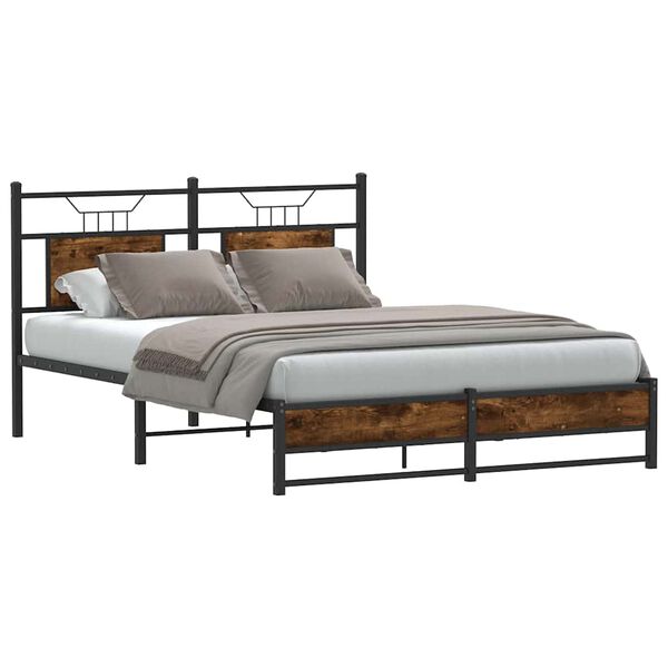 vidaXL Estructura de cama sin colch&oacute;n madera roble ahumado 140x190 cm