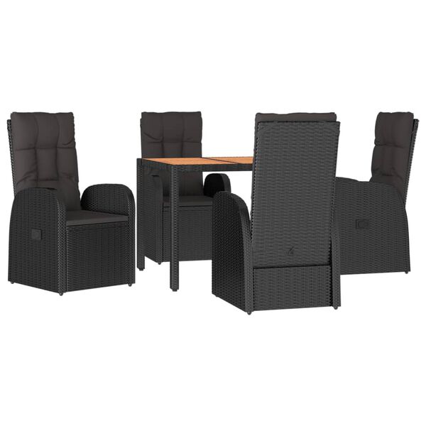 vidaXL Set de muebles jardín 5 pzas con cojines ratán sintético negro