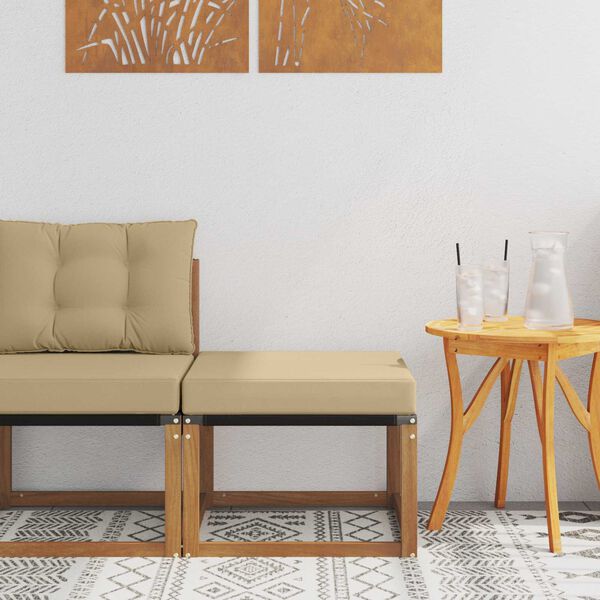 vidaXL Reposapi&eacute;s de exterior Madera de Acacia maciza y Tela Textilene