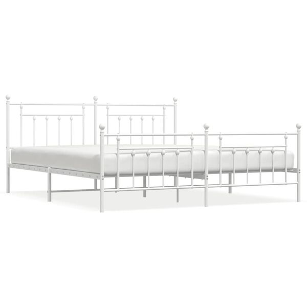 vidaXL Estructura cama sin colch&oacute;n con estribo metal blanco 200x200 cm