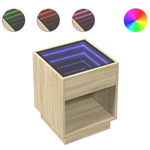 vidaXL Mesita de noche con Infinity LED roble Sonoma 40x40x50 cm