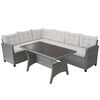 vidaXL Set de muebles de jardín 3 pzas y cojines ratán sintético gris