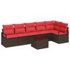 vidaXL Conjunto de sof&aacute;s de jard&iacute;n 7 uds. Marr&oacute;n y Rojo