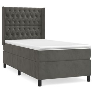 vidaXL Cama box spring con colch&oacute;n terciopelo gris oscuro 80x200 cm