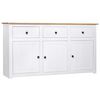 vidaXL Aparador de madera de pino estilo Panam&aacute; blanco 135x40x80 cm