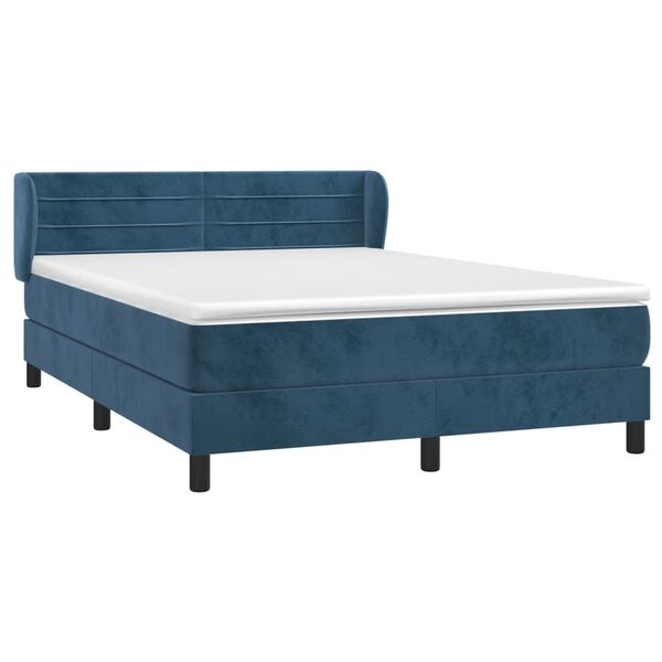 vidaXL Cama box spring con colch&oacute;n terciopelo azul oscuro 140x200 cm