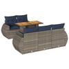 vidaXL Set de muebles de jard&iacute;n 6 pzas y cojines rat&aacute;n sint&eacute;tico gris
