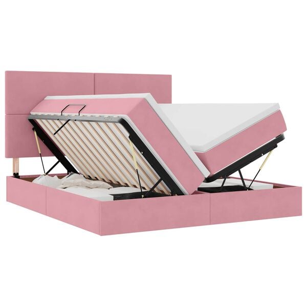 vidaXL Cama con almacenamiento Rosa 200 x 200 cm Terciopelo