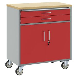 vidaXL Carro de Trabajo Rodante con caj&oacute;n Rojo y Gris 75 x 45 x 85 cm