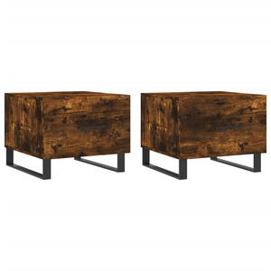 vidaXL Mesa de centro 2 uds madera ingenier&iacute;a roble ahumado 50x50x40cm