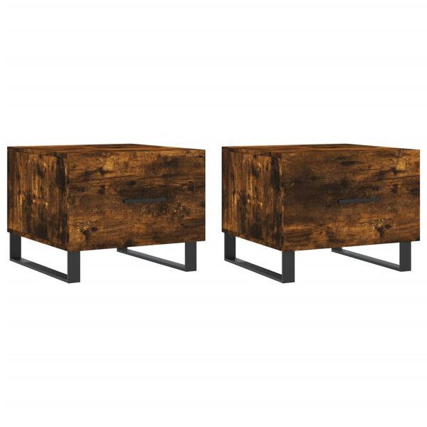 vidaXL Mesa de centro 2 uds madera ingeniería roble ahumado 50x50x40cm