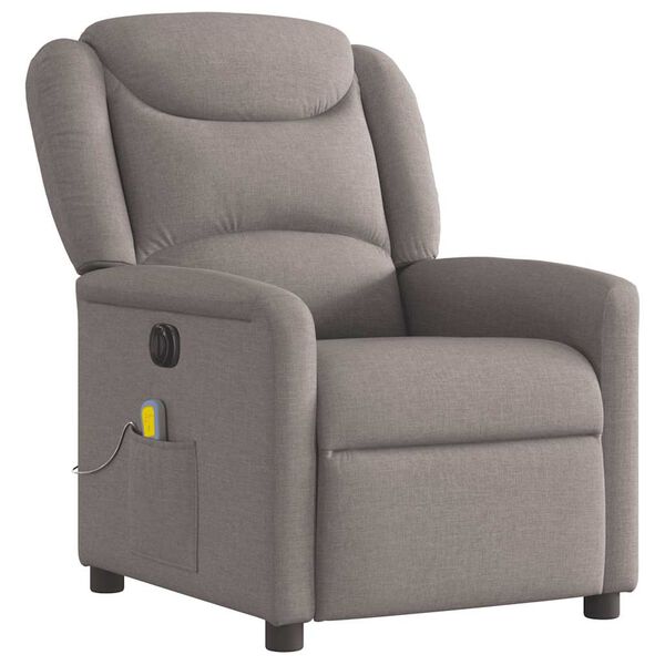 vidaXL Sill&oacute;n reclinable de masaje el&eacute;ctrico tela gris taupe