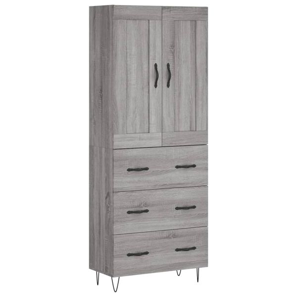 vidaXL Aparador alto madera contrachapada gris sonoma 69,5x34x180 cm
