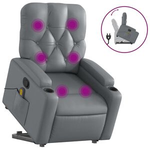 vidaXL Sill&oacute;n reclinable de masaje de pie cuero artificial gris