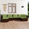 vidaXL Set muebles de jard&iacute;n 6 piezas y cojines rat&aacute;n sint&eacute;tico marr&oacute;n