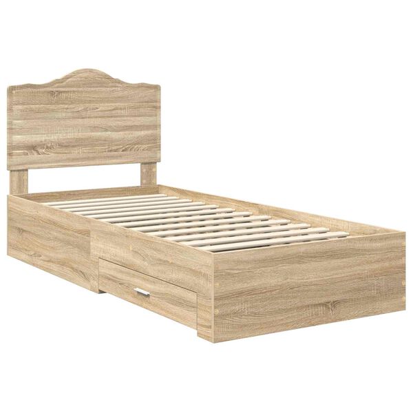 vidaXL Estructura de cama con cabecera Roble Sonoma 100 x 200 cm