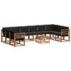 vidaXL Conjunto de sof&aacute;s de exterior 11 uds. Natural y negro