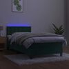 vidaXL Cama box spring colch&oacute;n y LED terciopelo verde oscuro 100x200cm