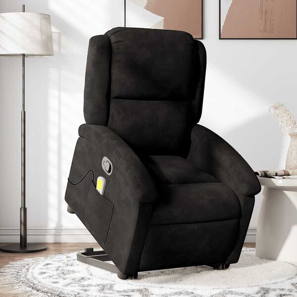 vidaXL Sill&oacute;n reclinable de masaje elevable terciopelo negro