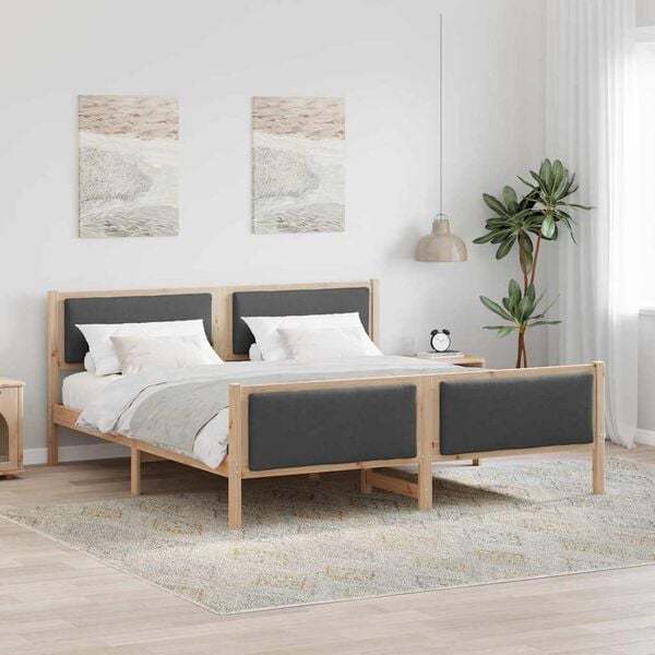 vidaXL Estructura de cama con cabecera Gris oscuro 180 x 200 cm tela