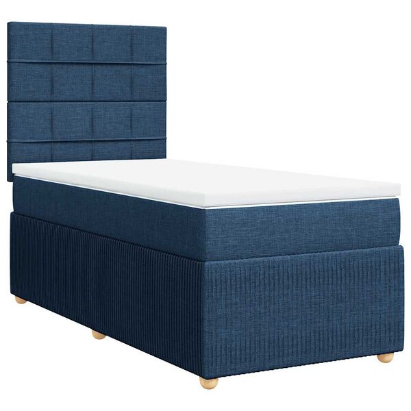 vidaXL Cama box spring con colch&oacute;n tela azul 90x200 cm