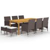 vidaXL Juego de comedor de jard&iacute;n de 11 piezas marr&oacute;n