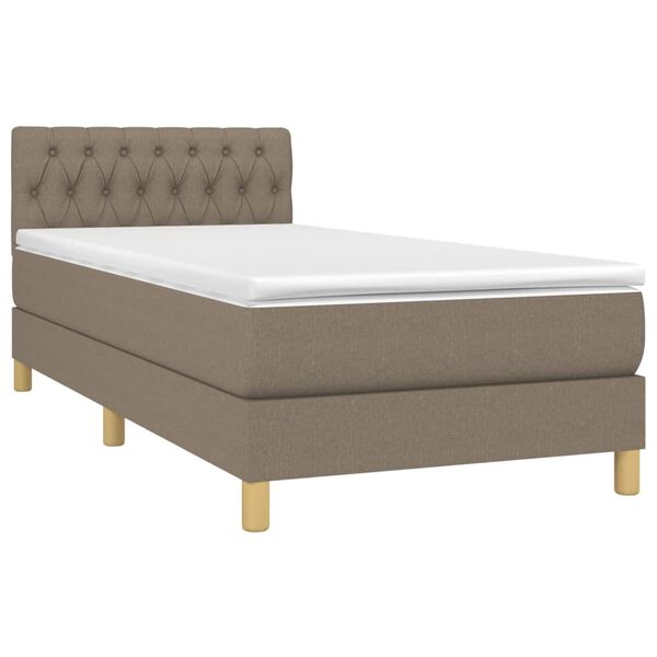 vidaXL Cama box spring con colch&oacute;n tela gris taupe 100x200 cm
