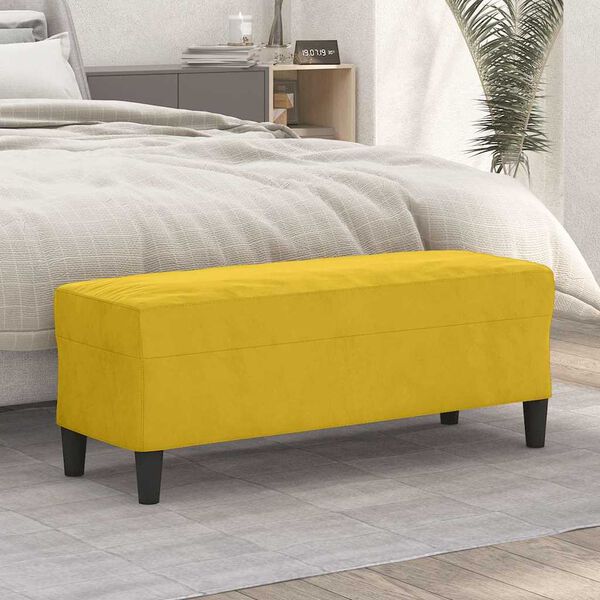 vidaXL Banco de terciopelo amarillo 100x35x41 cm