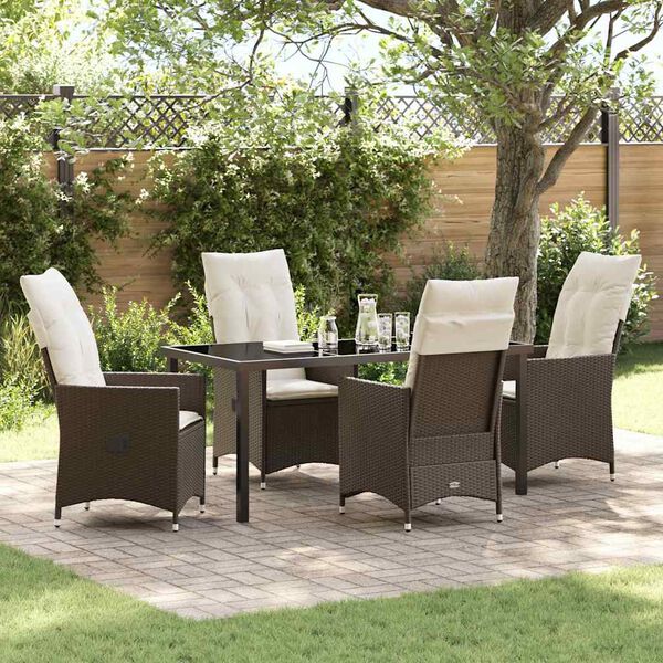 vidaXL Conjunto de Comedor de Jardín 5 pcs Marrón ratán sintético