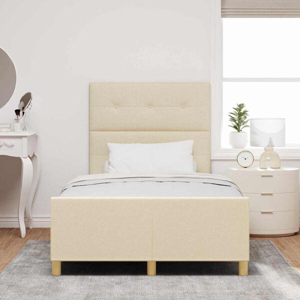 vidaXL Estructura de cama con cabecera Crema 120 x 190 cm tela