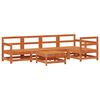vidaXL Conjunto de Sof&aacute;s de Jard&iacute;n 7 pcs Marr&oacute;n Cera Pino macizo
