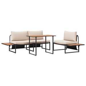 vidaXL Conjunto de Comedor de Jard&iacute;n 3 pcs Taup&eacute; Acero