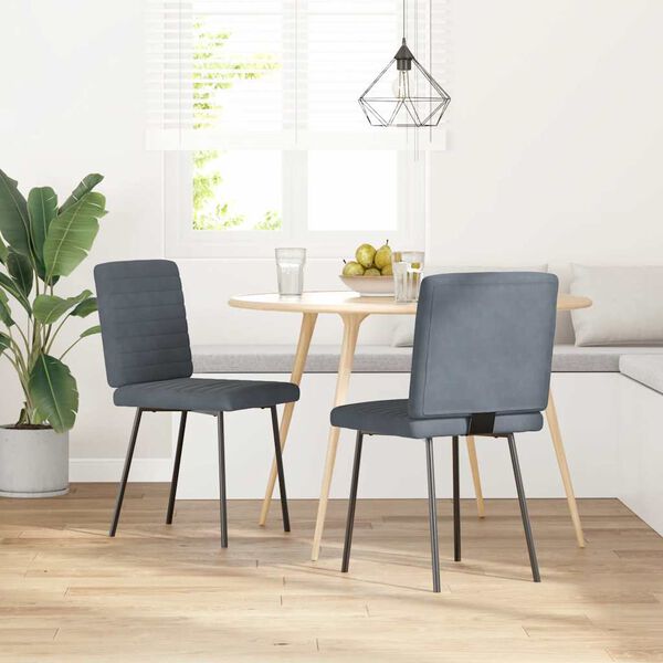 vidaXL Sillas de comedor 2 unidades terciopelo gris oscuro