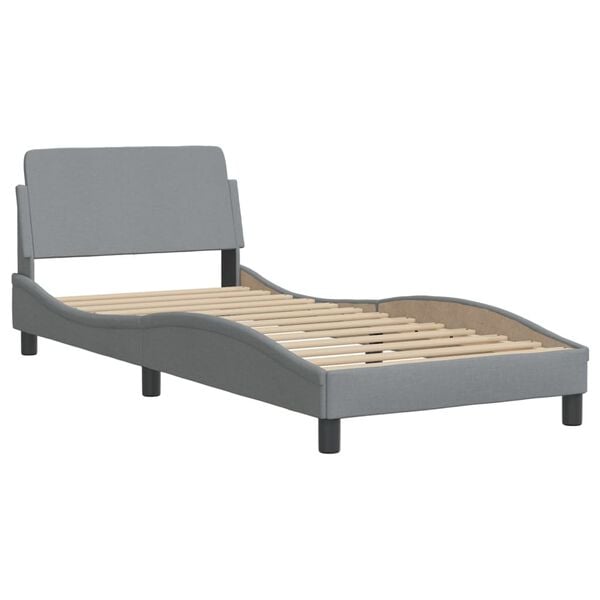 vidaXL Cama con colchón Dover tela gris claro 90x200 cm
