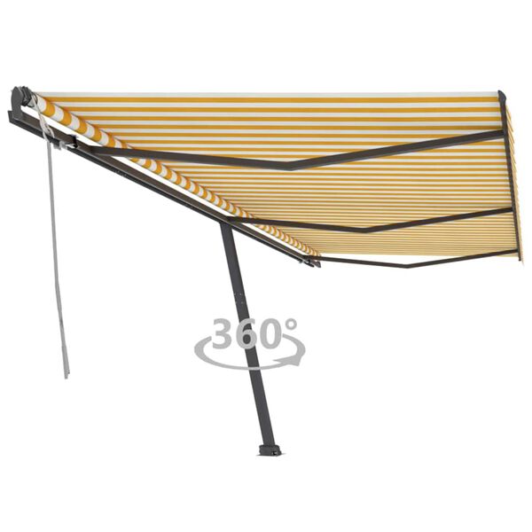 vidaXL Toldo de pie retr&aacute;ctil manual amarillo y blanco 600x300 cm