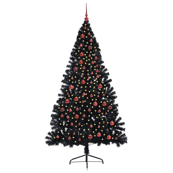 vidaXL &Aacute;rbol de Navidad Artificial Preiluminado Negro 210 cm PVC