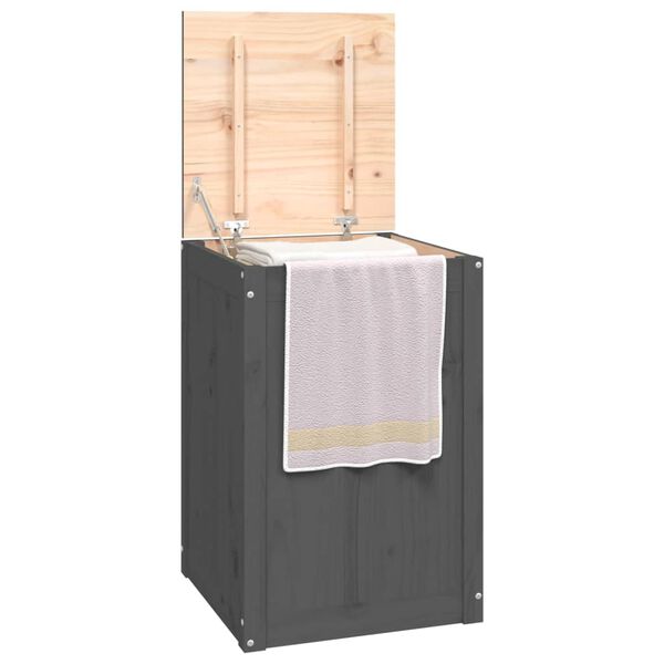 vidaXL Baúl para la colada madera maciza de pino gris 44x44x66 cm