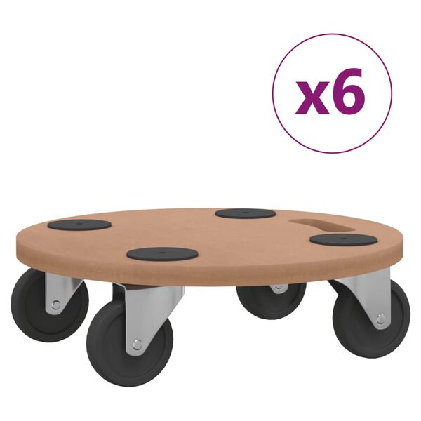 vidaXL Soportes con ruedas 6 uds madera de ingenier&iacute;a redondo