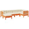 vidaXL Set de sof&aacute;s jard&iacute;n 6 pzas con cojines madera pino marr&oacute;n cera
