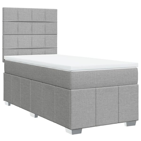 vidaXL Cama box spring con colch&oacute;n tela gris claro 90x190 cm