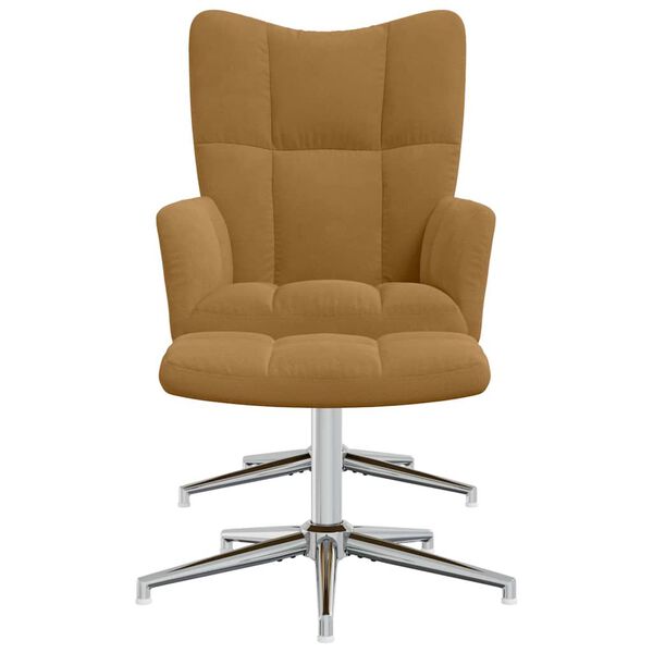 vidaXL Sillón de relax con taburete terciopelo marrón