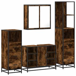 vidaXL Set de muebles ba&ntilde;o 4 pzas madera contrachapada roble ahumado